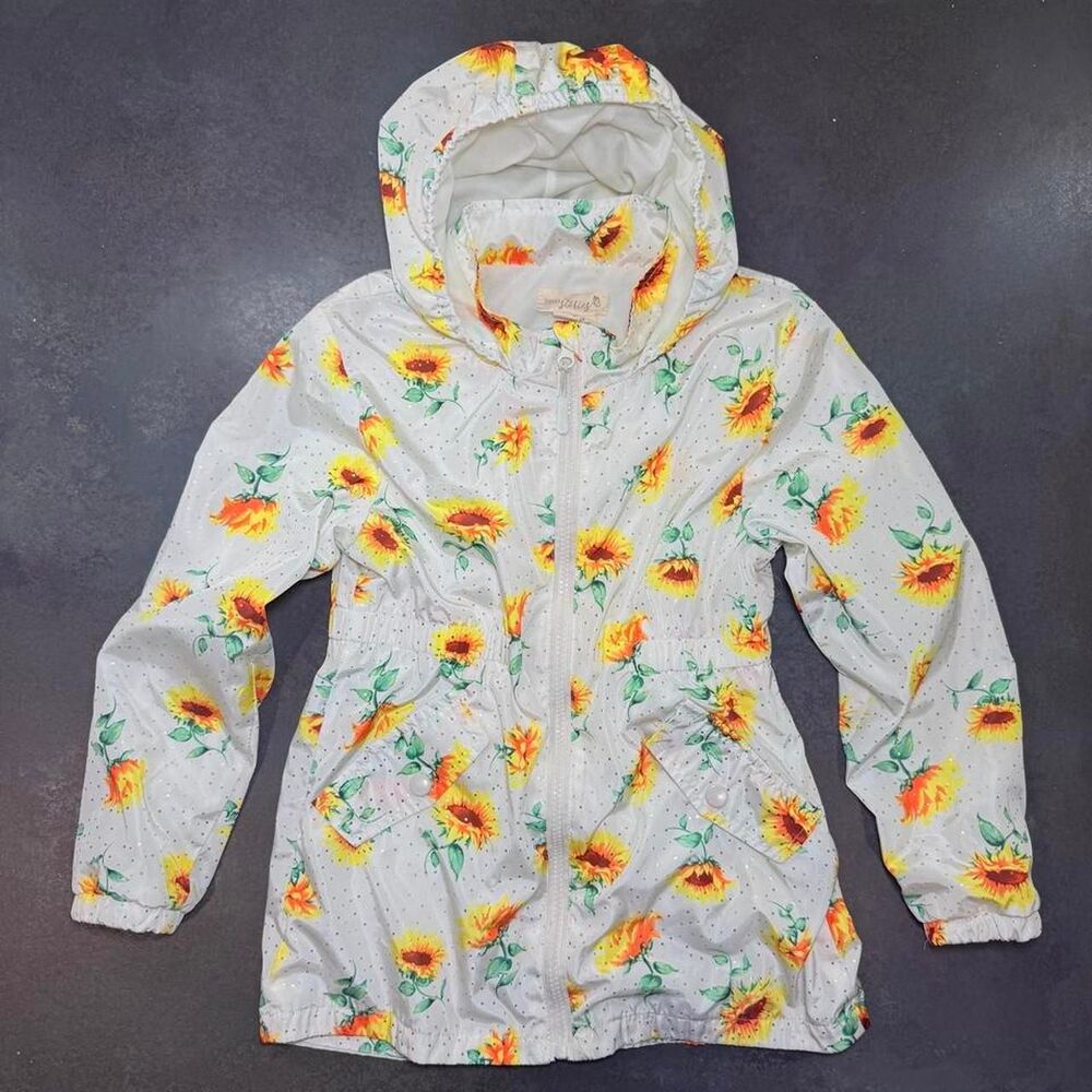 Sweet Stories Sunflower Hooded Rain Jacket 8X Girls